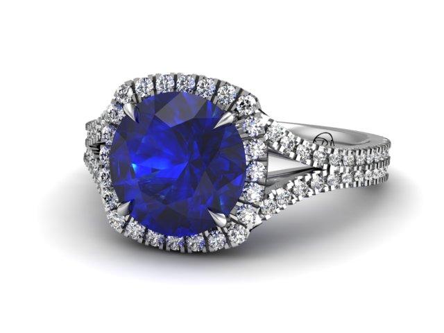 Cushion Halo for Round, Split Diamond Band Engagement Ring - Custom Bridal - Bostonian Jewelers Boston Jewelers