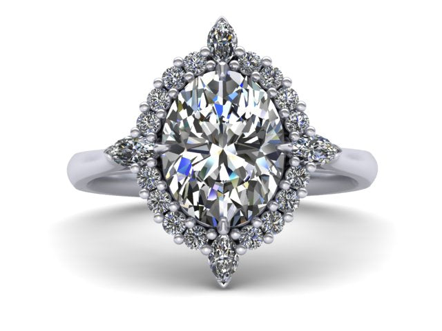 Oval halo engagement ring Delicate Ring