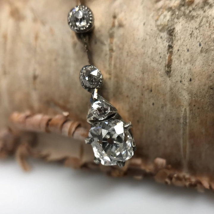 Art Nouveau Old Russian Antique Diamond Pendant-Zolotnik Makers Mark