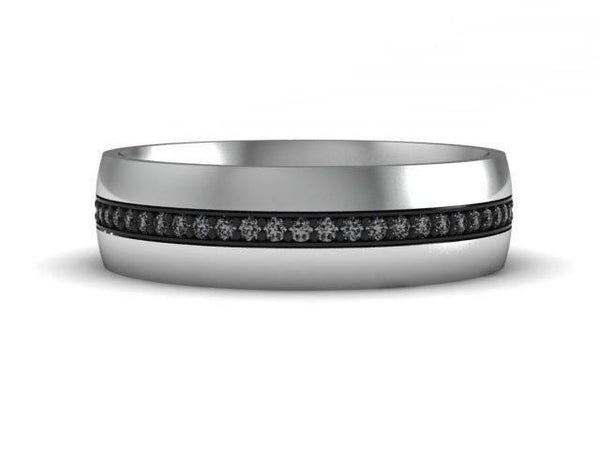 Pave Black Diamond Wedding Ring - Unique Men's Eternity Ring - Bostonian Jewelers Boston Jewelers