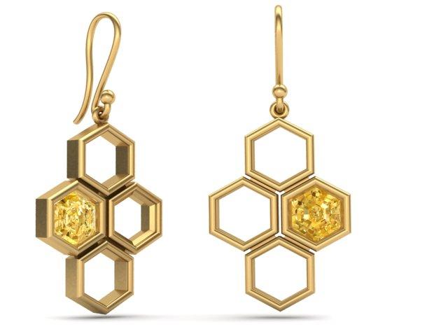 Bee & Honeycomb Geometric Hexagon Drop Earrings For Women - Dangle Prom Party Jewelry Gift