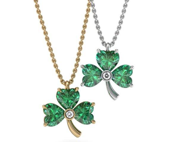 Three Leaf Clover Gemstone Necklace - Custom Design - Bostonian Jewelers