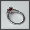 Oval Ruby Diamond Halo Delicate Band Alternative Engagement Ring Boston Jewelry