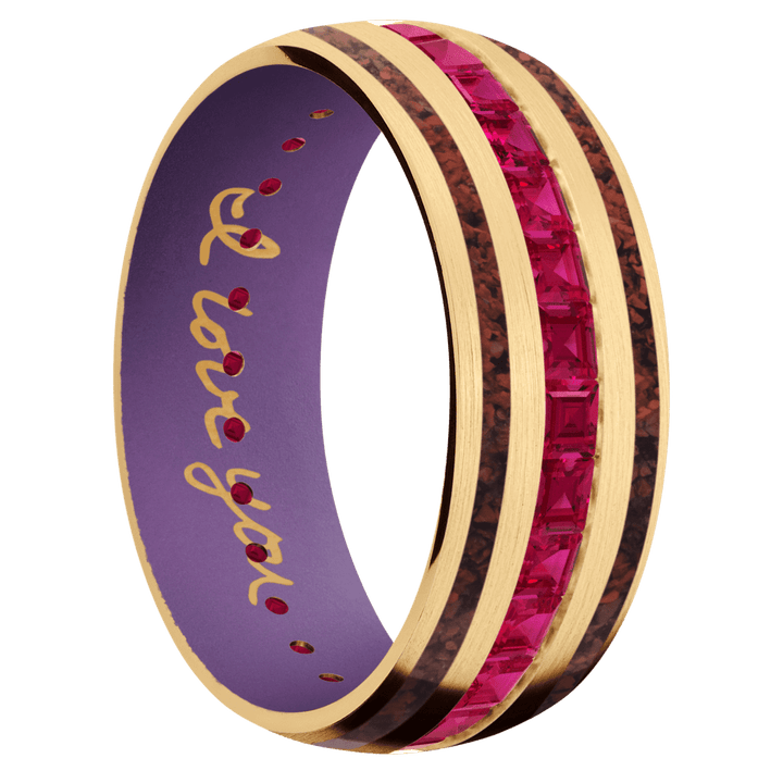 14K Yellow Gold + Satin Finish + Wild Purple