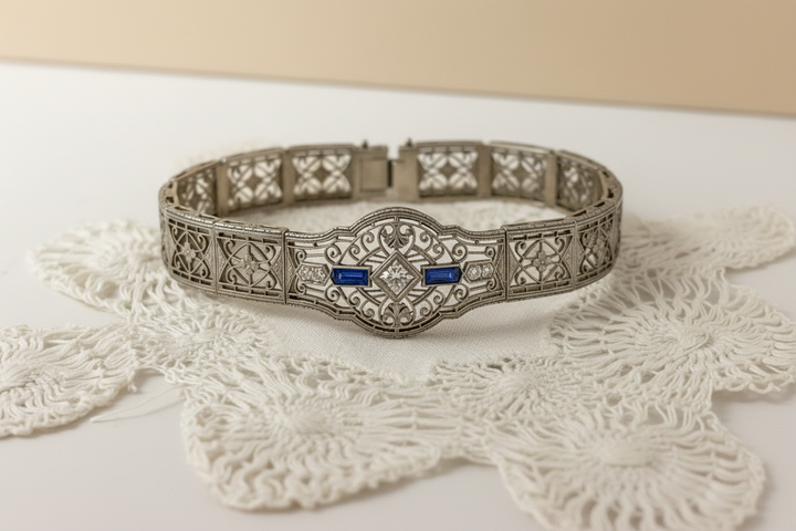 Art Deco Diamond and Sapphire Bracelet