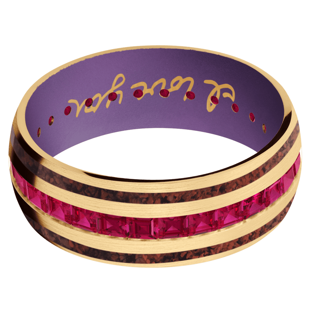 14K Yellow Gold + Satin Finish + Wild Purple