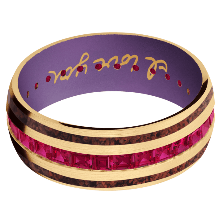 14K Yellow Gold + Satin Finish + Wild Purple