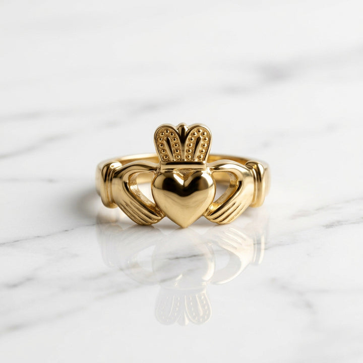 Men's Solid Gold Claddagh Ring | Traditional Irish Wedding Band