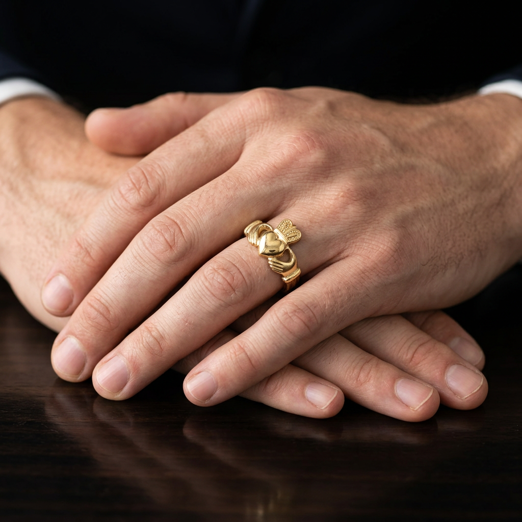 Men's Solid Gold Claddagh Ring | Traditional Irish Wedding Band