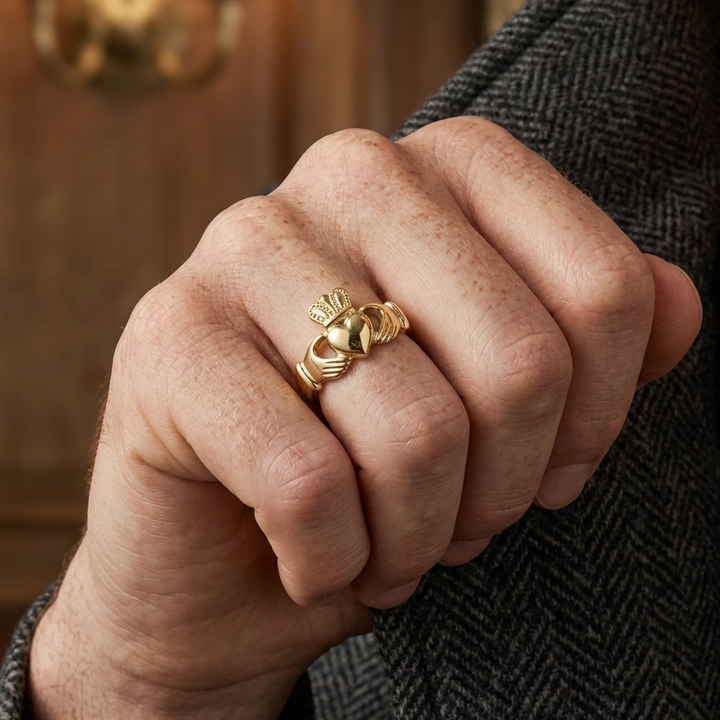 Men's Solid Gold Claddagh Ring | Traditional Irish Wedding Band