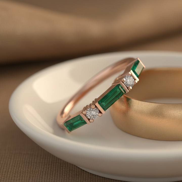 Bliss Emerald Baguette Band