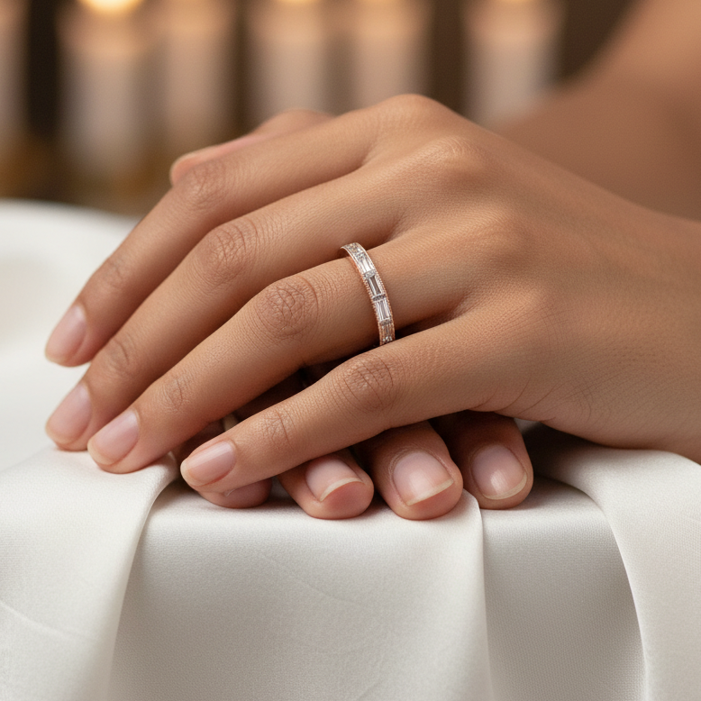 Baguette Channel Eternity Band