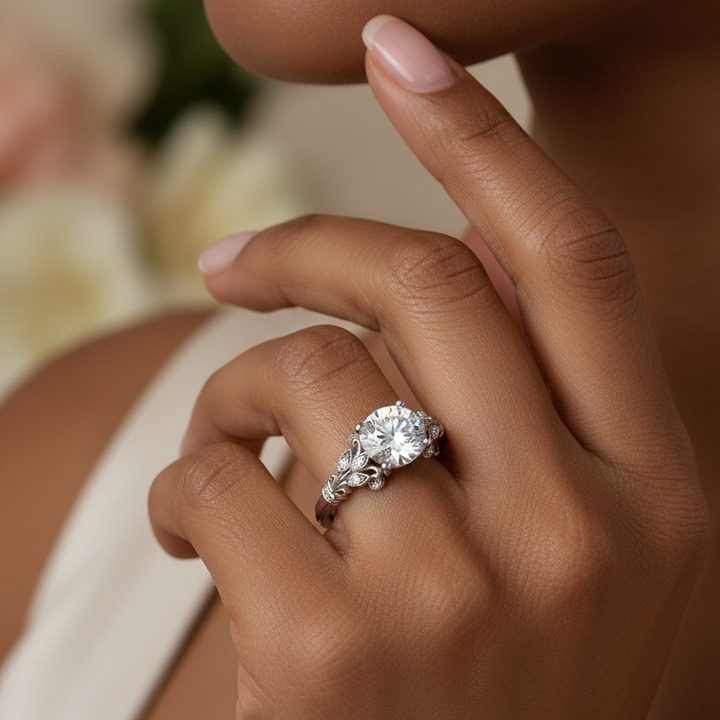 Organic Lily Diamond Engagement Ring