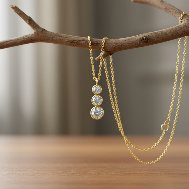 yellow gold Graduating diamond Necklace 