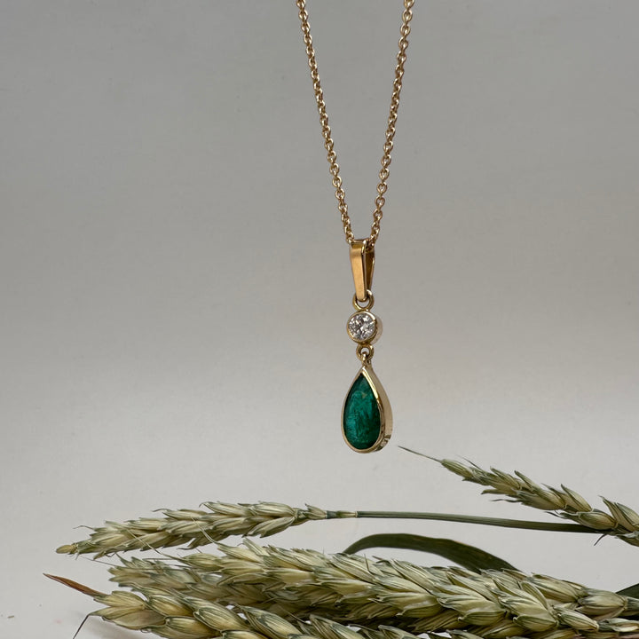 Emerald Drop - 14k White Gold