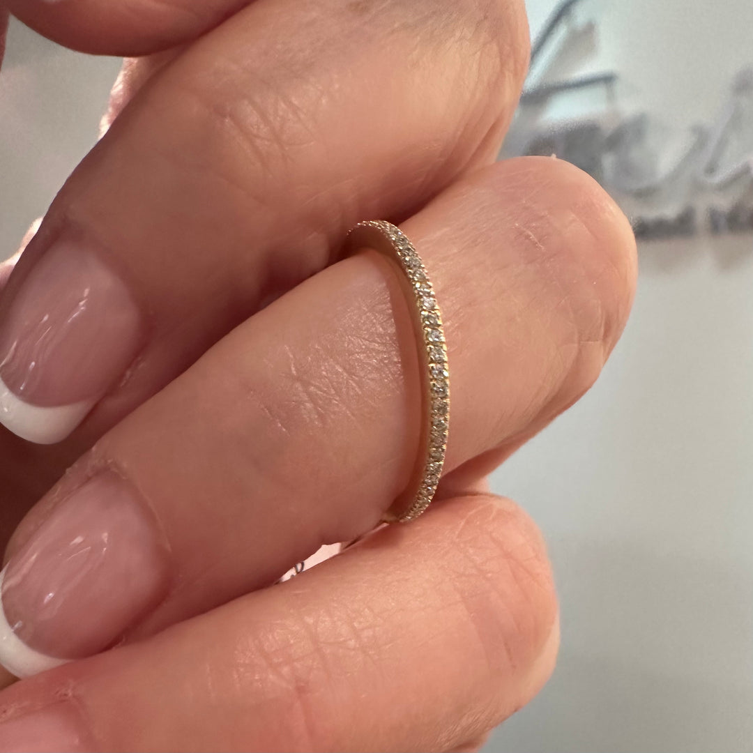 Bostonian French Pave Wedding Band 18k Yellow gold