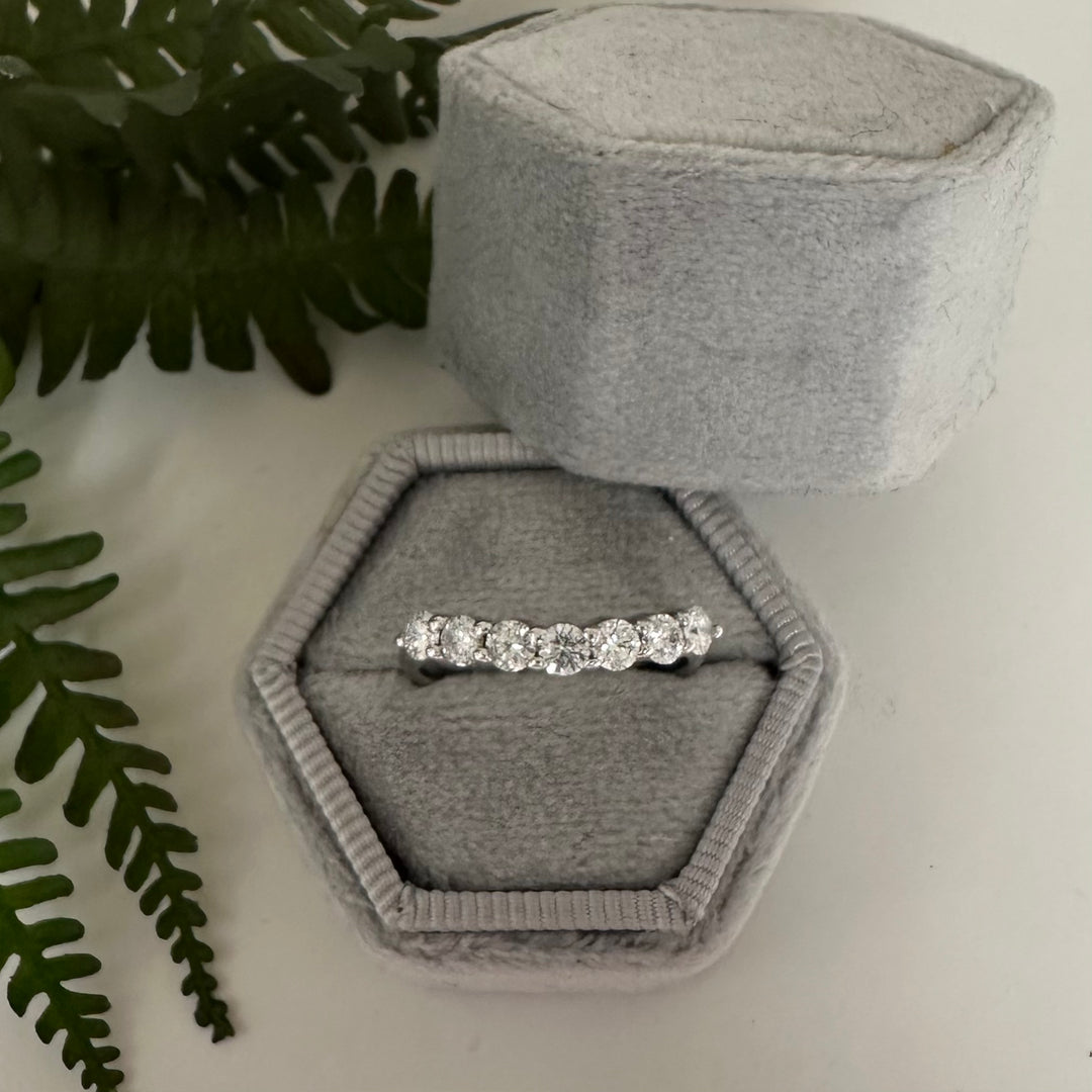 Aubury Shared Prong Curved Band  - 14k White Gold