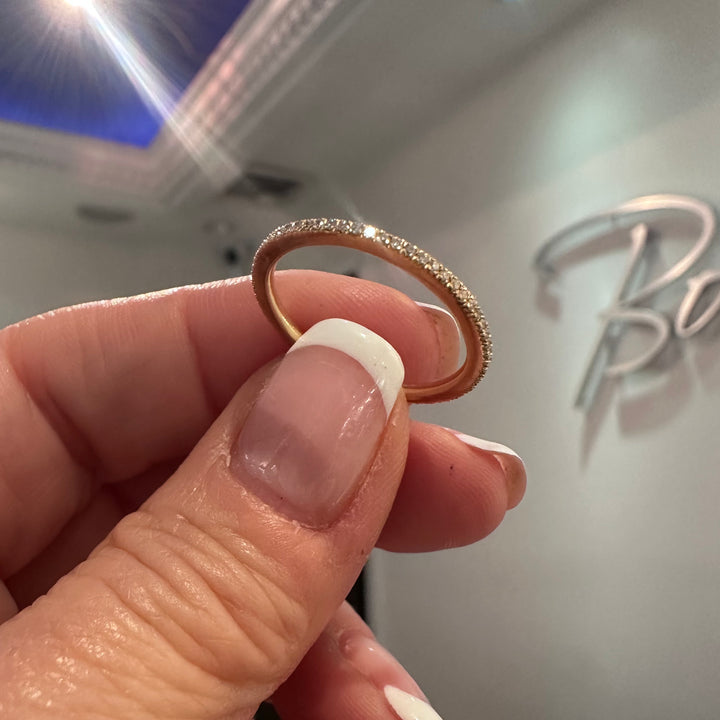 Bostonian French Pave Wedding Band 18k Yellow gold