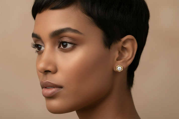 Honeycomb Diamond Stud Earrings
