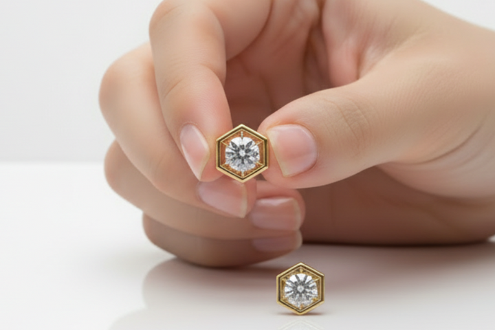 Honeycomb Diamond Stud Earrings
