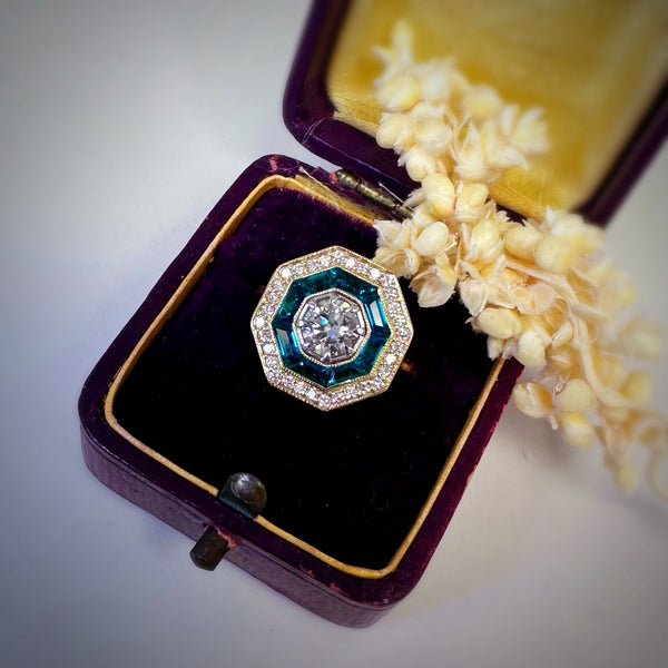 Art Deco Inspired Emerald and Diamond Ring