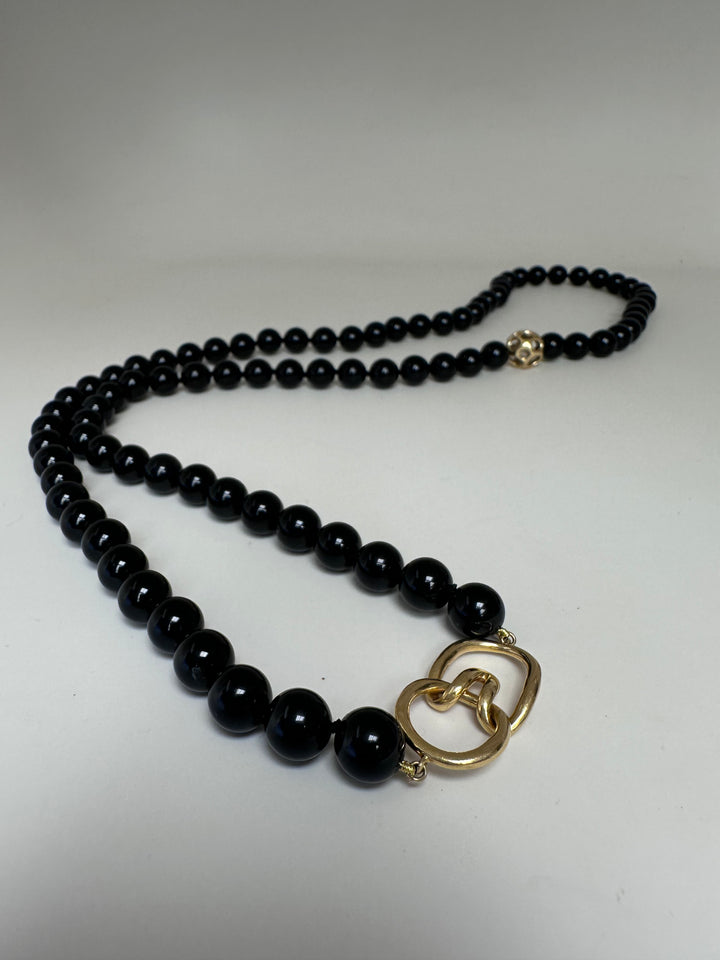 Tiffany 18k Onyx Bead Necklace