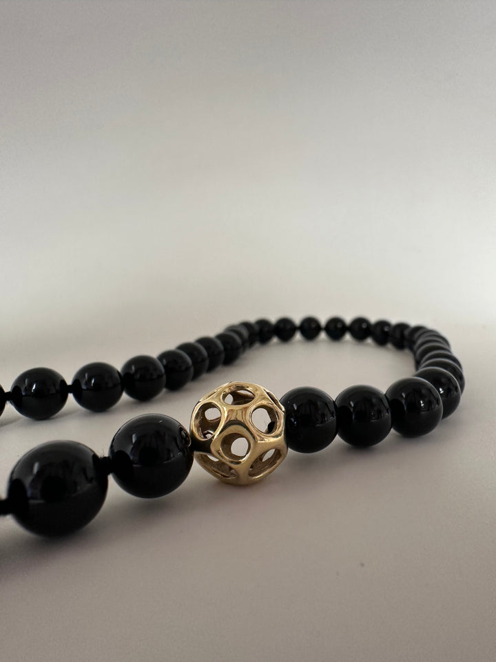 Tiffany 18k Onyx Bead Necklace