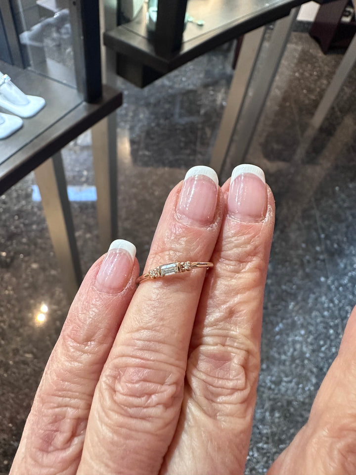 Flora Tiny Baguette Band - Rose Gold