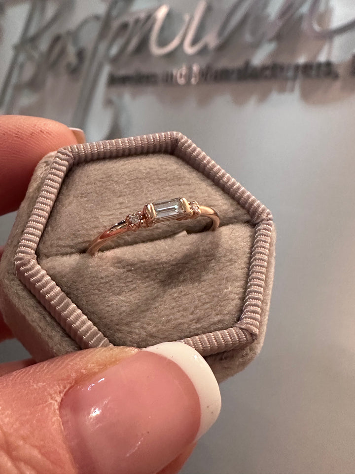 Flora Tiny Baguette Band - Rose Gold