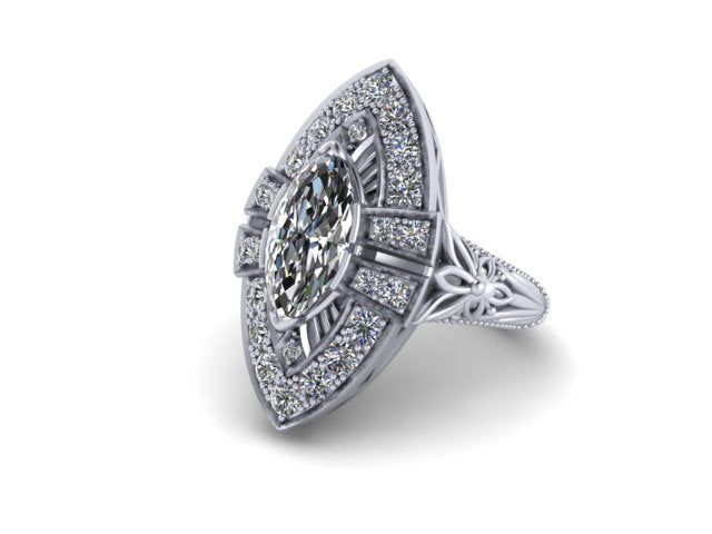Nocturne Art Nouveau Diamond Ring