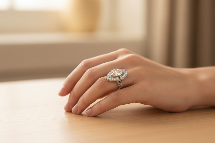 Nocturne Art Nouveau Diamond Ring