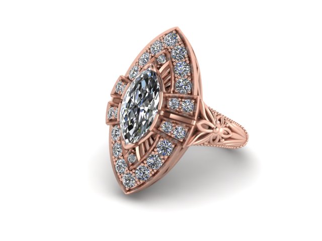 Nocturne Art Nouveau Diamond Ring