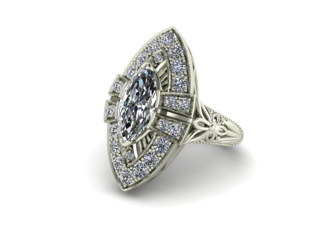 Nocturne Art Nouveau Diamond Ring