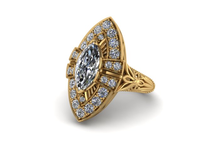 Nocturne Art Nouveau Diamond Ring