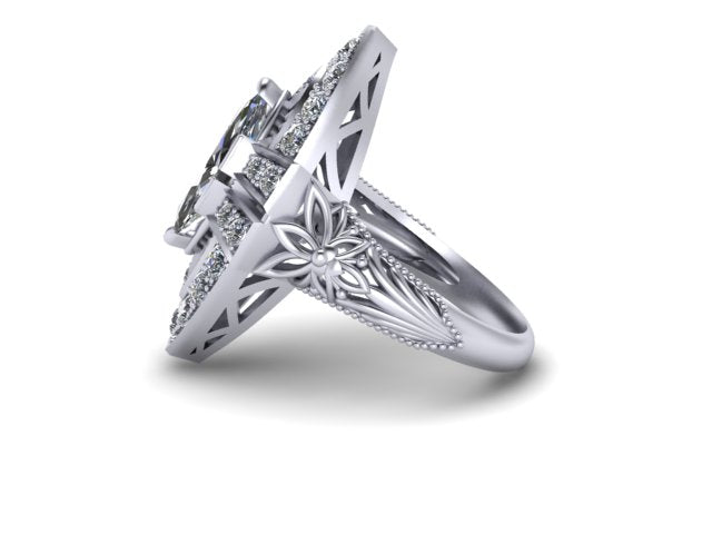 Nocturne Art Nouveau Diamond Ring