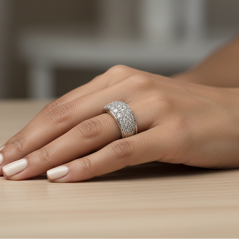 Platinum pave diamond band 