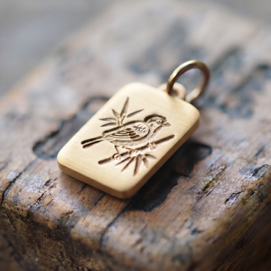 Solid Gold Mahjong Tile Pendant