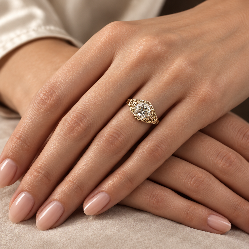 Straight on view of the Aurelia Engagement ting with a lab grown diamond