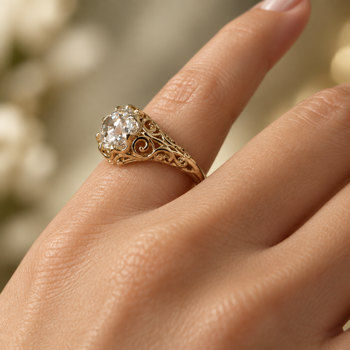 Victorian Belcher style Lab Grown Engagement ring