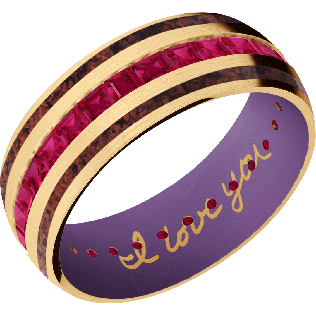 14K Yellow Gold + Satin Finish + Wild Purple