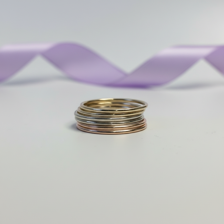 Slim Delicate Thin Band - 14k Yellow Gold