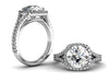 Cushion Halo for Round, Split Diamond Band Engagement Ring - Custom Bridal - Bostonian Jewelers Boston Jewelers