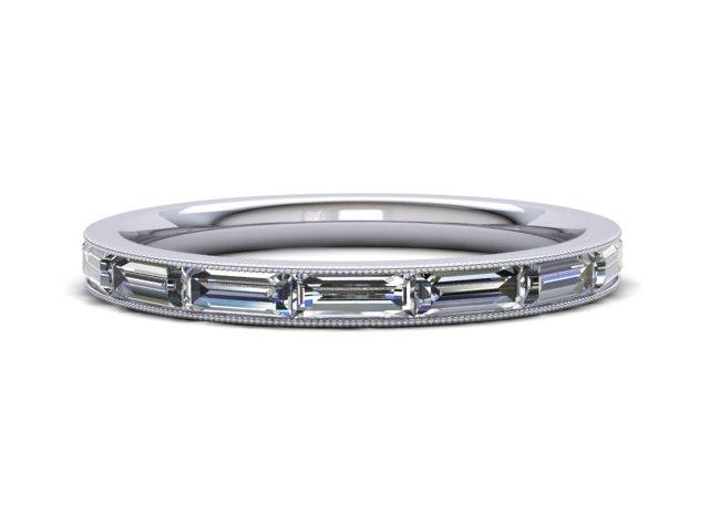 Bar Set Round And Baguette Diamond Eternity Ring