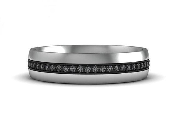 Pave Black Diamond Wedding Ring - Unique Men's Eternity Ring - Bostonian Jewelers Boston Jewelers
