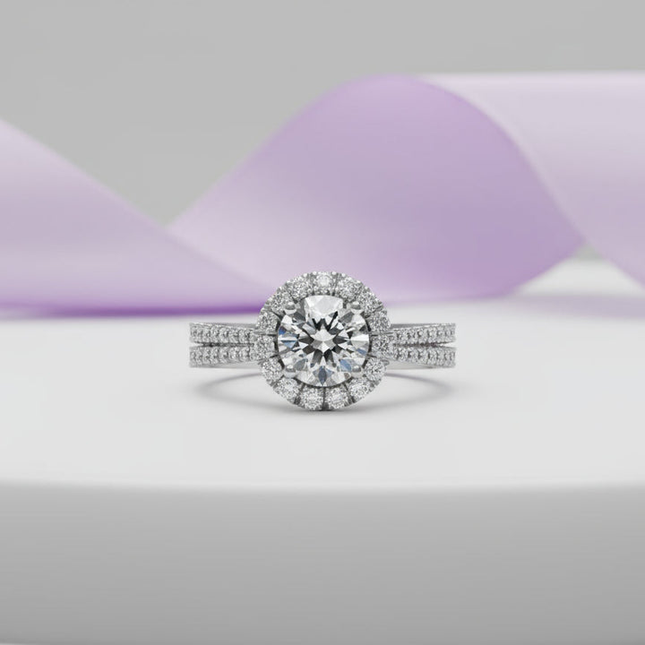 Unique Custom Engagement Ring Double Row Diamonds Band Boston Custom Design