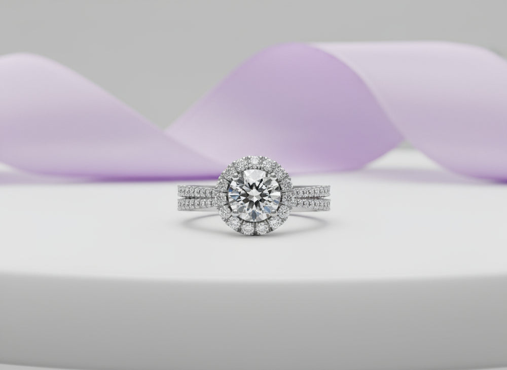 Unique Custom Engagement Ring Double Row Diamonds Band Boston Custom Design