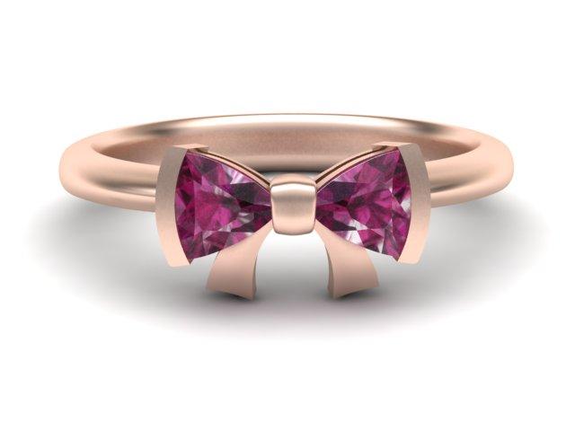 Custom Made Rose Gold Pink Tourmaline Bow Ring - Bow Tie Ring - Custom Made - Bostonian Jewelers Boston Jewelers