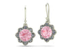 Halo Earrings Gorgeous Floral Morganite Diamond Drops Custom Made Boston Jewelers