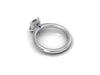 Platinum Double Prong Cushion Diamond Engagement Ring-Straight Row Pave Diamonds-Comfort Fit-Boston Jewelers