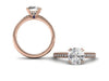 Rose Gold Double Prong Diamond Engagement Ring-Straight Row Pave Diamonds-Comfort Fit-Boston Jewelers
